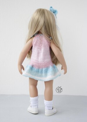 Outfit Flower knitting flat for 18 in doll