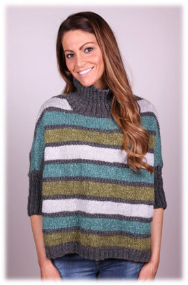 Striped Poncho in Plymouth Yarn Merino Textura - 3023 - Downloadable PDF