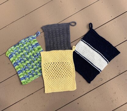 Four Corners Dishcloths - 4 unique loom knit patterns