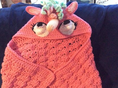 Crochet Hooded Unicorn Blanket