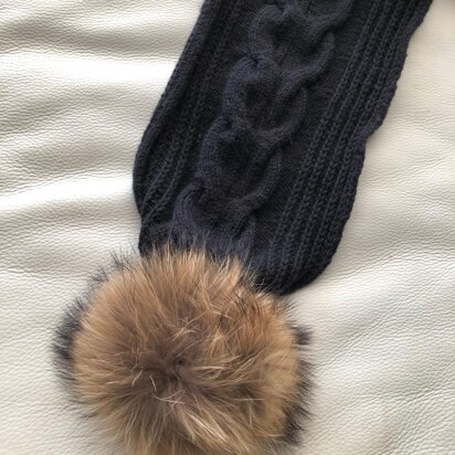 Cable Pom Pom Scarf