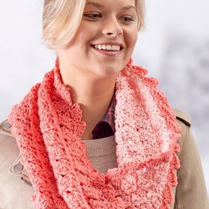 Sweet Shells Twisted Cowl in Red Heart Super Saver Ombre - LW5975 - Downloadable PDF