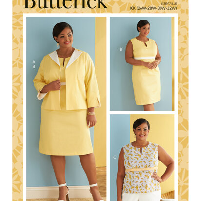 Butterick Jacke, Kleid und Oberteil für Frauen mit den Körbchengrößen C/D, DD, DDD, G, H B6822 - Schnittmuster