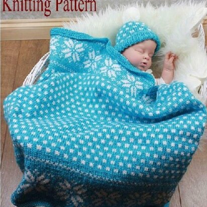 Snowflake Blanket & Hat Knitting Pattern - 295