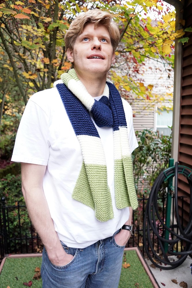 冬物売り切値下げパターンCOLOR BLOCK CUFF KNIT Fisherman Donegal Fleck Color Block Scarf in Earth | Blarney