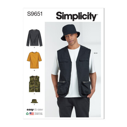 Simplicity Men's Knit Top, Vest and Hat S9651 - Sewing Pattern