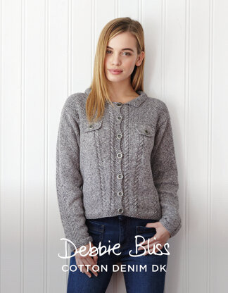 "Sienna Jacket" - Jacket Knitting Pattern For Women in Debbie Bliss Cotton Denim DK - DBS049