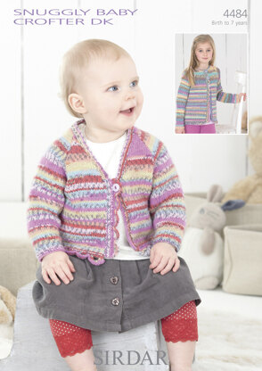 V-Neck & Round-Neck Cardigans in Sirdar Snuggly Baby Crofter DK - 4484