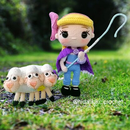 Bo Peep & sheep Amigurumi doll two outfits