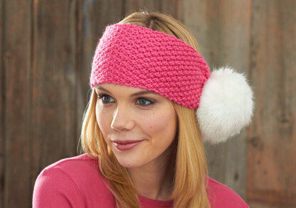 Pompom Headband in Caron Simply Soft Brites - Downloadable PDF