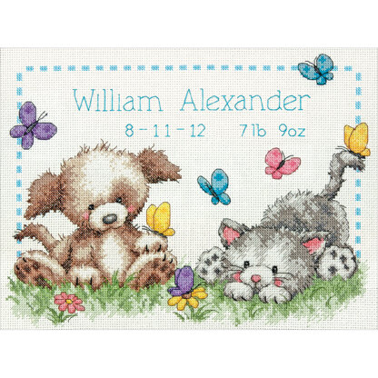 Dimensions Pet Friends Birth Record Cross Stitch Kit - 12 x 9 inches