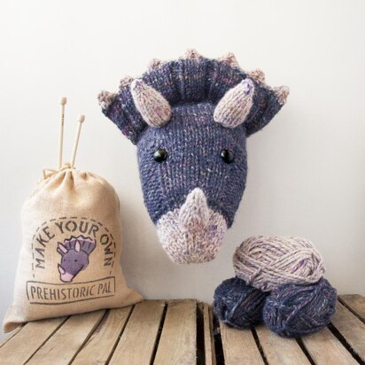 Faux Triceratops Dinosaur Head - knitting pattern
