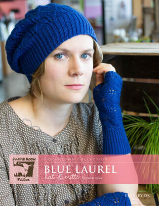 Blue Laurel Hat & Mitts in Juniper Moon Farm Findley DK - Downloadable PDF