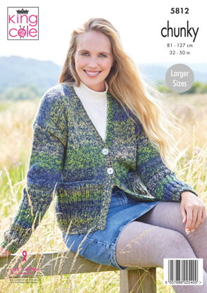Ladies Cardigans Knitted in King Cole Autumn Chunky - 5812 - Downloadable PDF