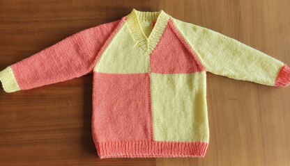 Peyton - Child’s 8ply V neck raglan jumper in two colours