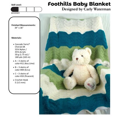 Foothills Baby Blanket  in Cascade Yarns Cherub DK - DK444 - Downloadable PDF