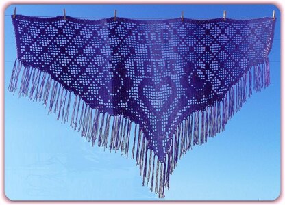 Prayer Shawl 'God Is Love' Filet Crochet Pattern & Charts