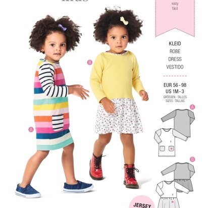Burda Style Babies' Shirtdress with Pockets – Dress with Gathered Skirt 9296 - Paper Pattern, Size 1M - 3
