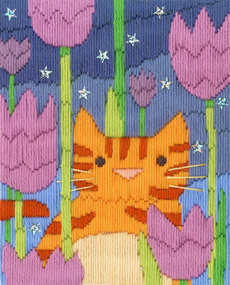 Bothy Threads Long Stitch Cats - Tiger Embroidery Kit - 16.5cm x 20.5cm