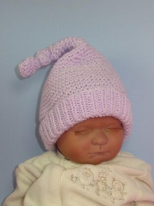 Baby Garter Stitch Topknot Pixie Hat