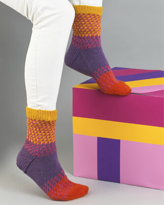 Billie Fairisle Socks - Free Knitting Pattern in MillaMia Naturally Soft Sock