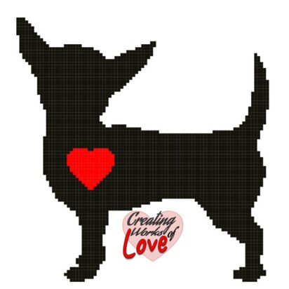 Chihuahua Heart Silhouette Stitch Graphgan