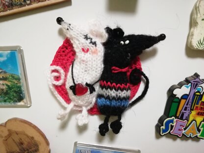 Knitting pattern The mice in love magnet Valentine's Day