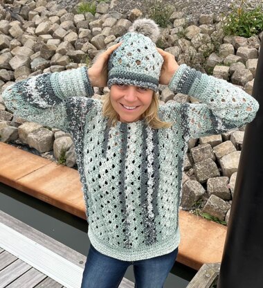 Sage Symphony Sweater (plus matching hat)