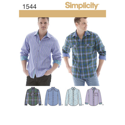 Simplicity Men's Shirt with Fabric Variations 1544 - Sewing Pattern