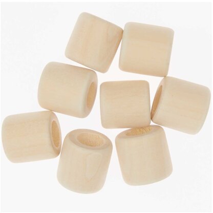 Rico Design Macramé Beads Wood Natural 8 Pcs - 95x100x17mm