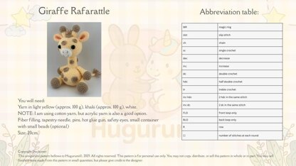 Giraffe Rafarattle – Amigurumi Pattern PDF - The little giraffe that is also a rattle