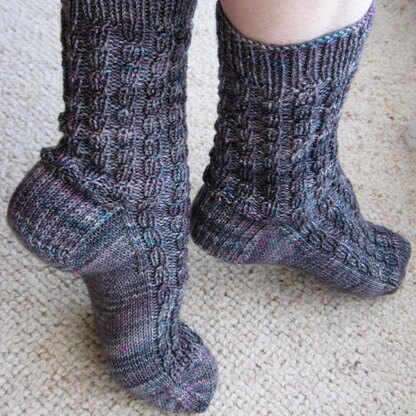 Ribbed Faux Cable Socks