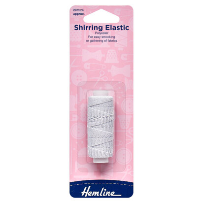 Hemline Shirring Elastic: 20m x 0.75mm: White