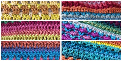 Mixed Crochet Stitches Sampler Multiple Blanket Sizes in one Pattern