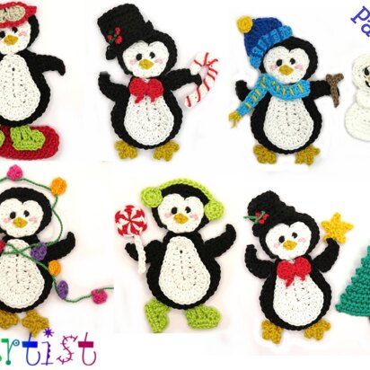 Penguin Set Crochet Applique Pattern