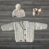 Caleb Baby Cardigan Hat and Booties Set