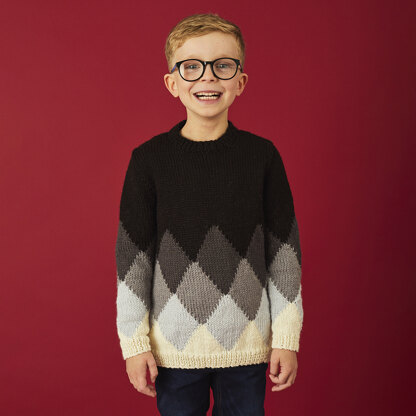 " Gray-dient Sweater " - Free Sweater Knitting Pattern For Boys and Men in Paintbox Yarns Wool Mix Aran by Paintbox Yarns