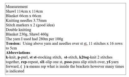 Square Christening Shawl Blanket Knitting Pattern #652