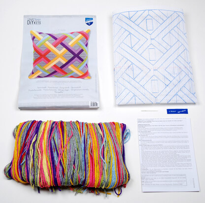 Vervaco Colourful Diagonals Long Stitch Cushion Front - 40 x 40cm