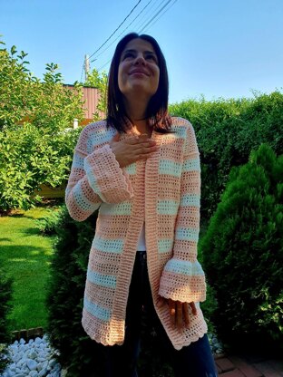 Crochet cardigan with bell sleeves