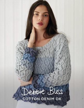 "Eleanor Jumper" - Jumper Knitting Pattern For Women in Debbie Bliss Cotton Denim DK - DBS041