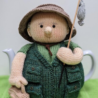 Monty goes fishing tea cosy