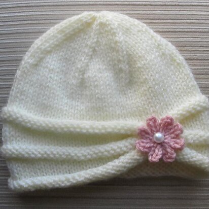 Rolled Brim Hat with a Flower for a Baby (6-9 Months) and Toddler ( 2-4 Years)