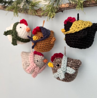 Crochet Chicken Christmas Ornaments
