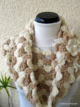 Elegant Beige Cowl With Flower