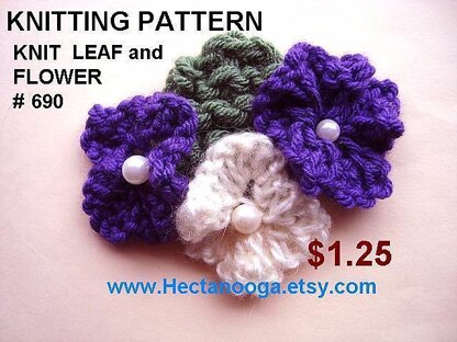 690 KNIT FLOWER AND LEAF