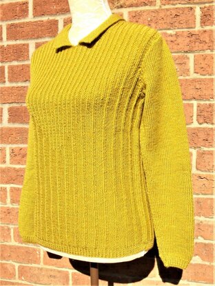 Ribbed Sweater with Collar