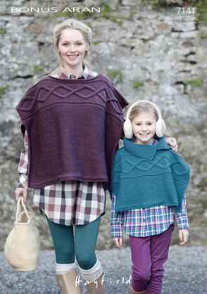 Ponchos in Hayfield Bonus Aran with Wool - 7141 - Downloadable PDF