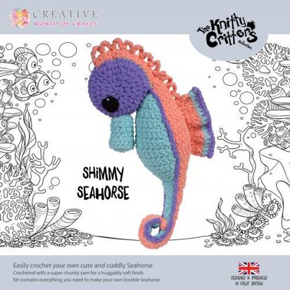 Creative World of Crafts Knitty Critters Shimmy das Seepferdchen Amigurumi Häkelset - 48 cm