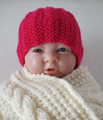 Ainsley - 8ply broken rib baby beanie